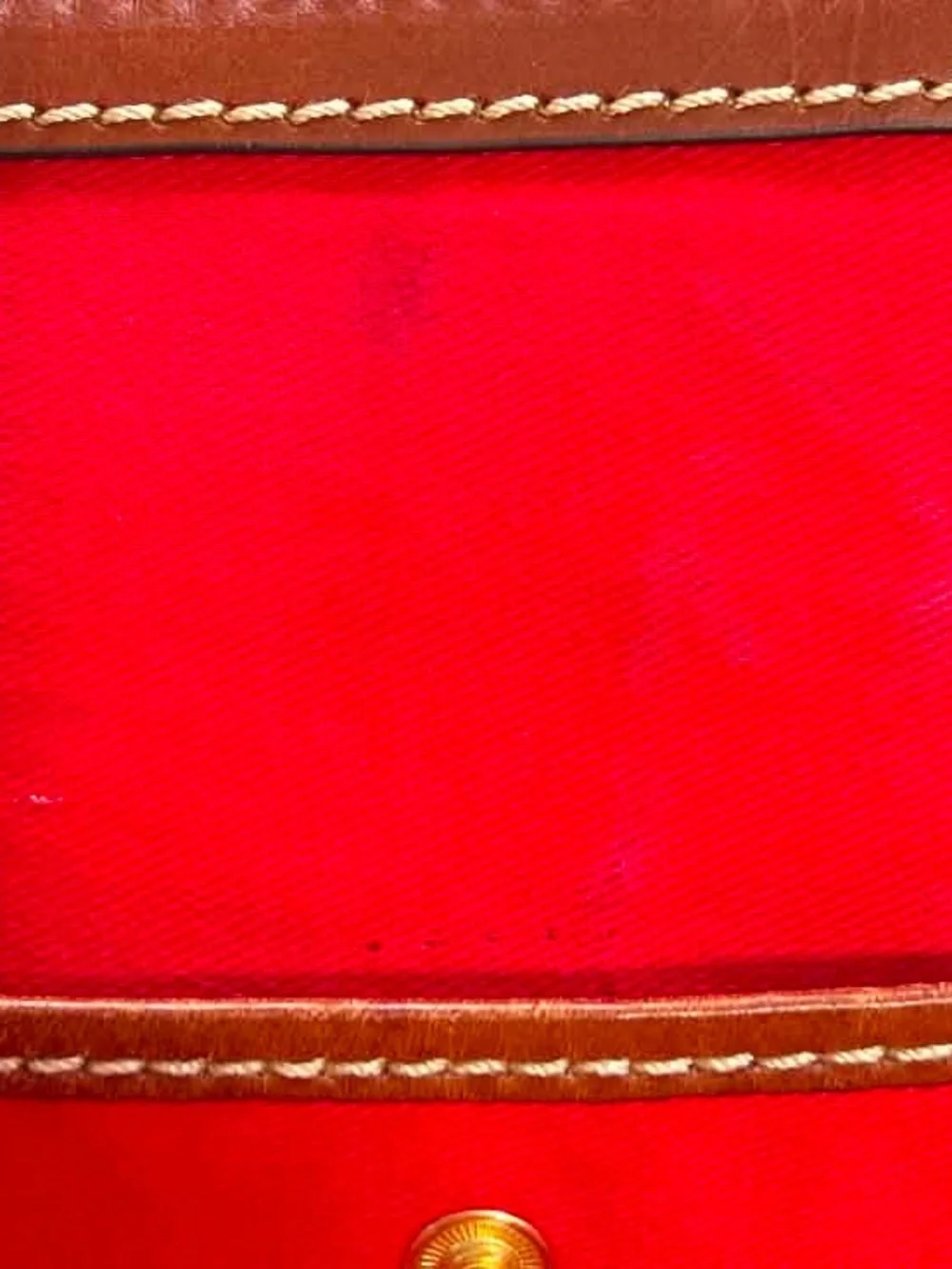 Dooney & Bourke Red and Brown Pebbled Leather Satchel with Shoulder Strap